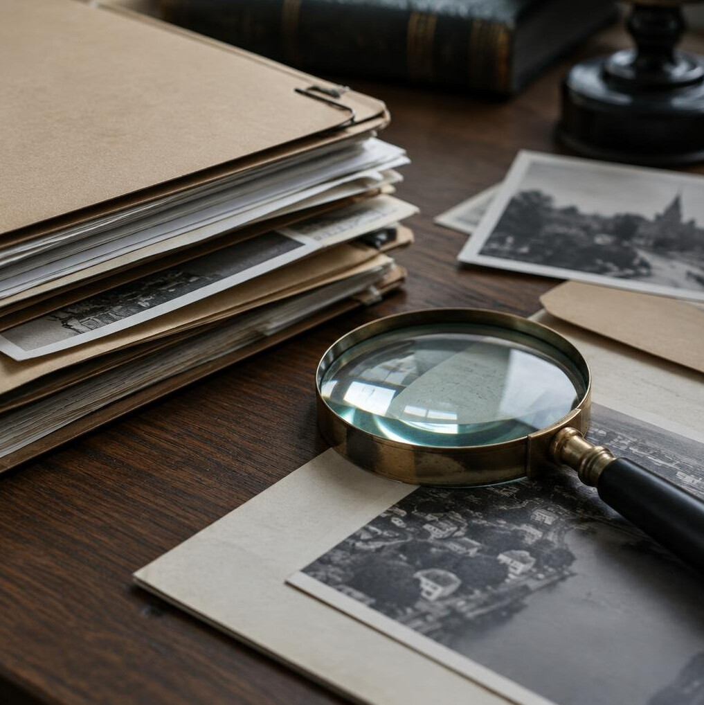 Close-up of stacked paper documents and folders